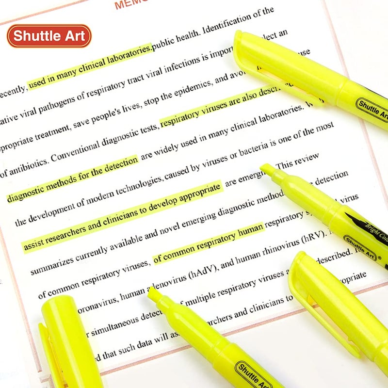 Shuttle Art Yellow Highlighters, 30 Pack Highlighters Bright Colors, Chisel Tip Dry-Quickly Non-Toxic Highlighter markers for Adults Kids Highlighting in Home School Office - Image 4